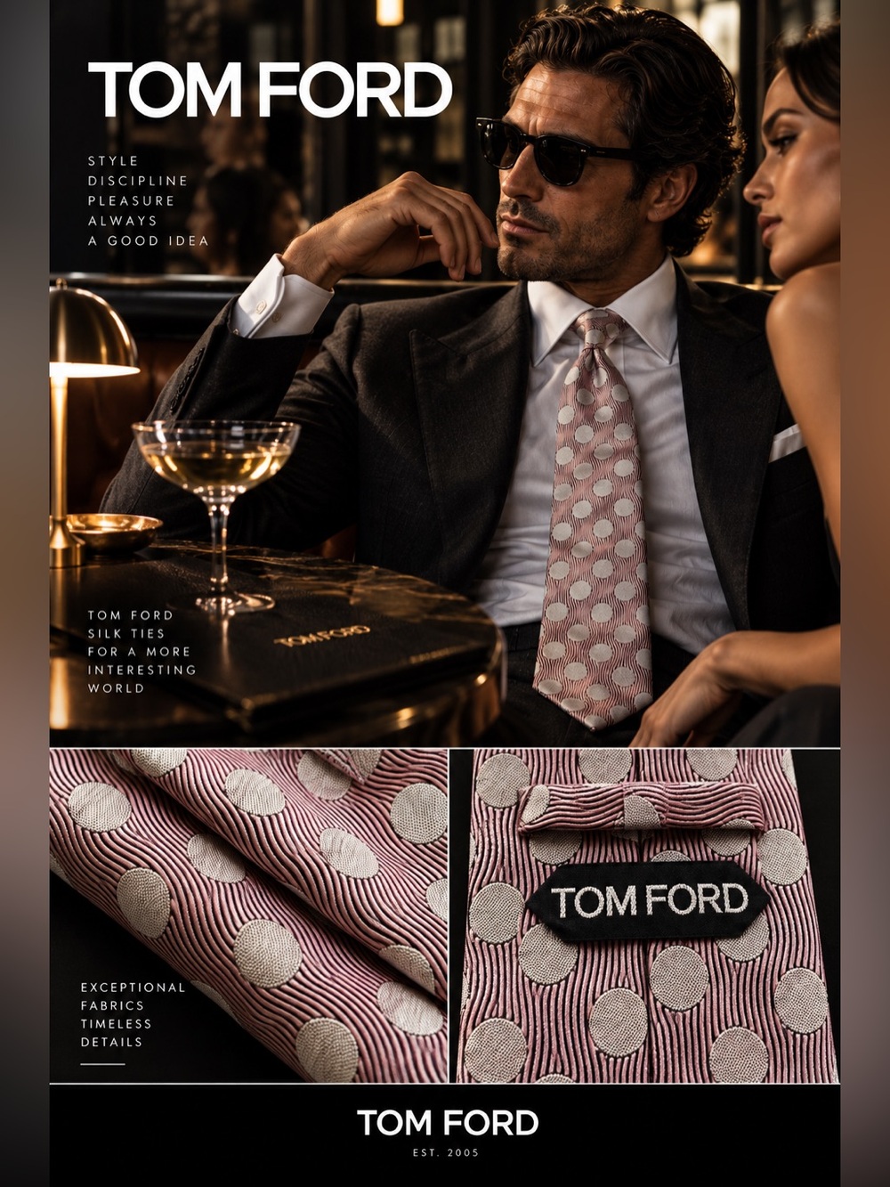 Tom Ford Pink and Cream Polka Dot Silk Tie with Subtle Stripe Texture
